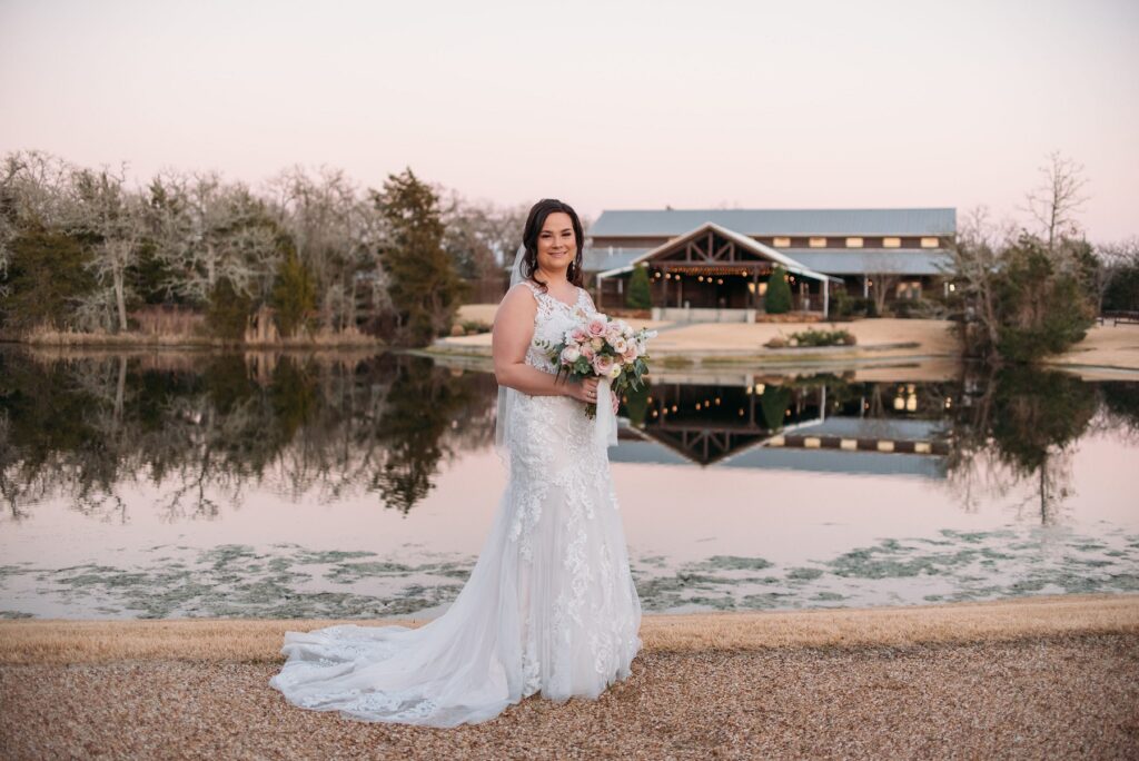 bridal portrait at peach creek ranch with uniquely set floral and san angel photo